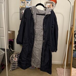 Navy Blue Hooded Coat